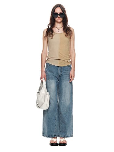 Pocket Rivet Wide Denim Pants_Light Blue - Matin Kim - Modalova