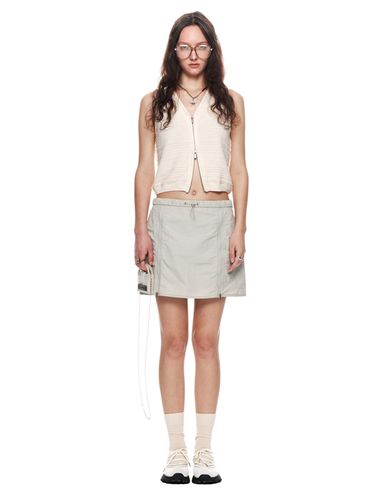 Double Zipper Point Banding Mini Skirt_Beige - Matin Kim - Modalova