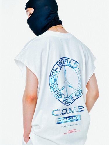 WORLD PEACE Oversized Raw Edge Sleeveless T-Shirt - C.O.M.E - Modalova