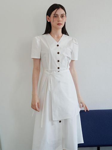 V-neck Layered Dress_White - F.cocoromiz - Modalova