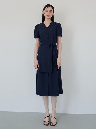 V-neck Layered Dress_Navy - F.cocoromiz - Modalova