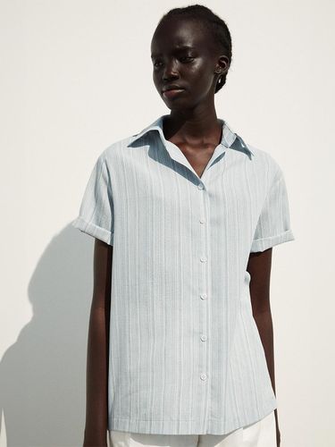 Half Sleeves Stripe Oversized Shirt - RE RHEE - Modalova