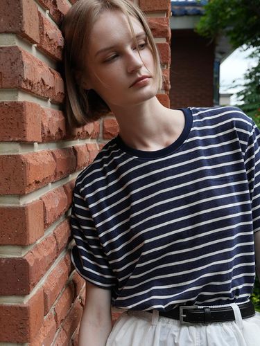 Lima Stripe Cotton T-shirt_Navy - LEIE - Modalova