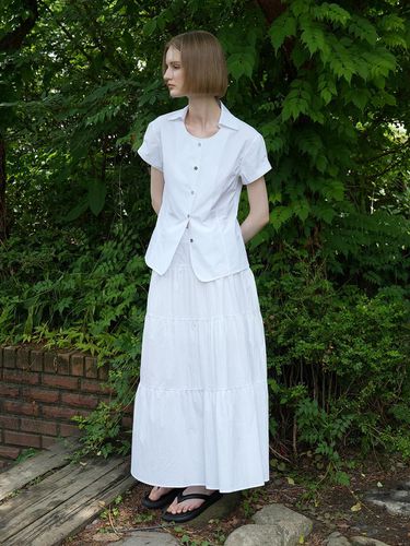 Nana Tiered Long Skirt_White - LEIE - Modalova