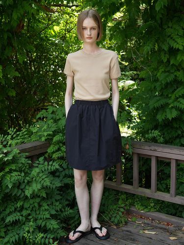 Balloon Cotton Nylon Volume Short Skirt_Black - LEIE - Modalova