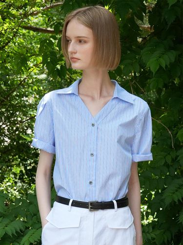 Vera Stripe Shirt Blouse_Sky Blue - LEIE - Modalova