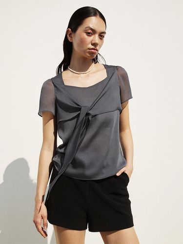 Front Tie Sheer Blouse - RE RHEE - Modalova