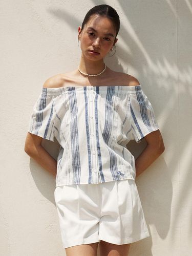 Off Shoulder Stripe Blouse - RE RHEE - Modalova