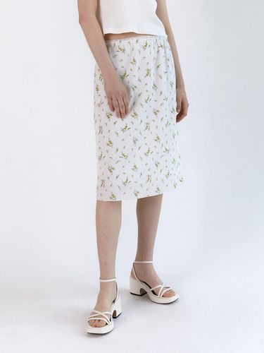 Flower Print Midi Skirt_White - WEARIS - Modalova