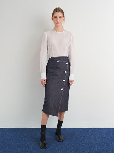 Unbalanced Button Skirt / Navy - PAUL&ALICE - Modalova