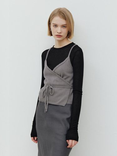 Linen Cotton Knit Bustier Top_Grey - WEARIS - Modalova