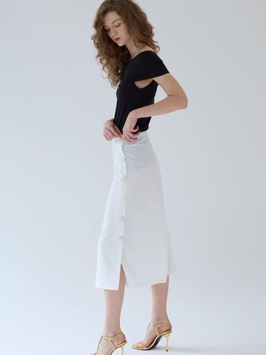 Button Point Slit Skirt_White - GRIDA-J - Modalova