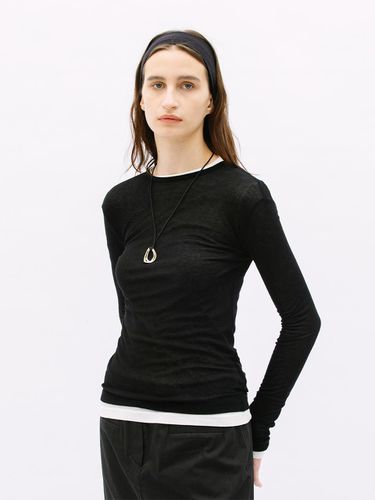 Layered Long Sleeve T shirt_Black - WEARIS - Modalova