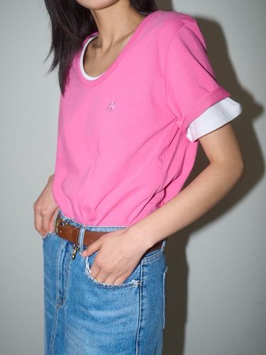 Saalty U Neck T-shirt_Pink - oursaalty - Modalova