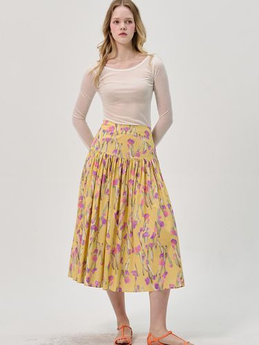 Painting Flower Cotton Mermaid Skirt_Yellow - SORRY TOO MUCH LOVE - Modalova