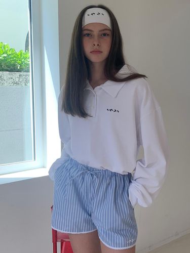 Pique Button Up Sweatshirt - White - INJIACTIVE - Modalova