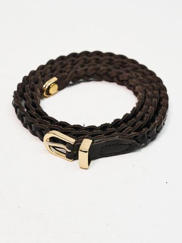 Slim Point Woven Leather Belt_Brown - SORRY TOO MUCH LOVE - Modalova