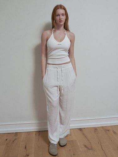 Linen Elastic Waist Pants [Beige] - INJIACTIVE - Modalova