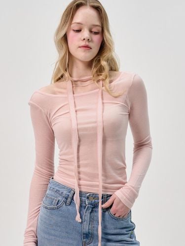 Slim Scarf Tencel Line T-Shirt_Pink - SORRY TOO MUCH LOVE - Modalova