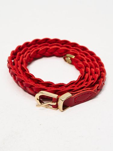 Slim Point Woven Leather Belt_Red - SORRY TOO MUCH LOVE - Modalova