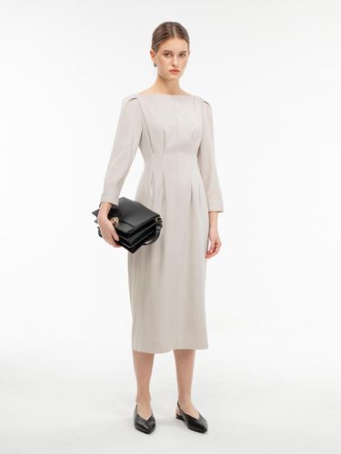 Gisel Boat Neck Dress _ Light Beige - LEIE - Modalova