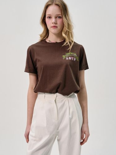 Soluv Logo Cuffed Half-Sleeve T-Shirt_Brown - SORRY TOO MUCH LOVE - Modalova