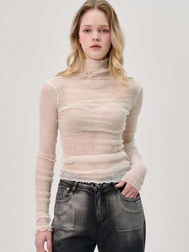 Cien Shirring Seethrough Turtlenect Top - SORRY TOO MUCH LOVE - Modalova