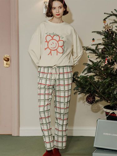 Women Holy Check Loungewear Long Set - SUNDAY LOUNGE - Modalova