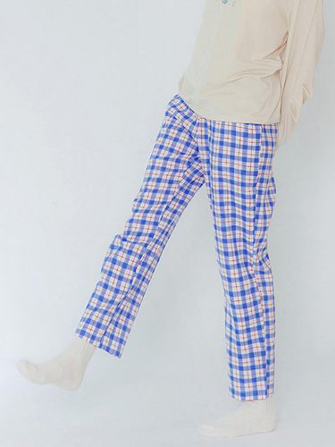 Women Blue Water Check Pajama Pants - SUNDAY LOUNGE - Modalova