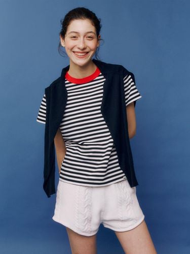 Herringbone Neck T-shirt (Stripe) - Maggie - Modalova