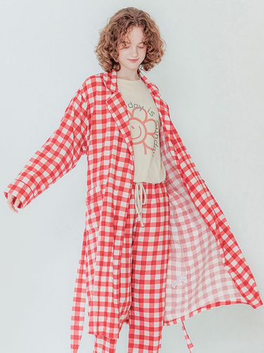 Women Red Check Robe - SUNDAY LOUNGE - Modalova