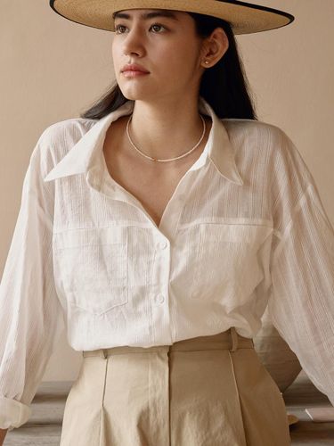 H See through Pocket Shirt_White Stripe - ANEDIT - Modalova