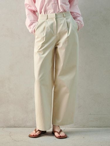 Straight Pintuck Cotton Pants - PANDORAFIT - Modalova