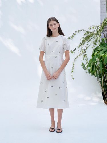 S Seersucker Flower Dress_White - ANEDIT - Modalova