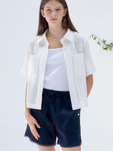 S Semi Crop Pocket Shirt_White - ANEDIT - Modalova