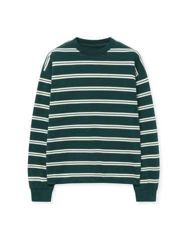 Oversized Stripe Long Sleeve T-shirt_Green - TNGT - Modalova