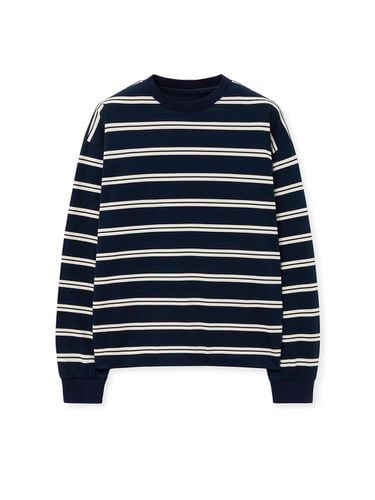 Oversized Stripe Long Sleeve T-shirt_Navy - TNGT - Modalova