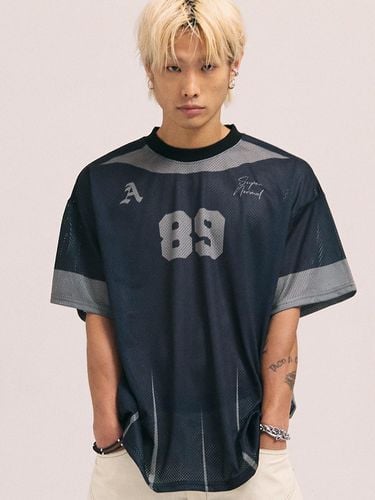 Eighty Nine Mesh Jersey Short Sleeve Top_Black - AKECII - Modalova