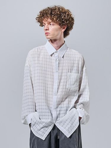 Lace checkered oversized-fit shirt () - OTHERFITS - Modalova