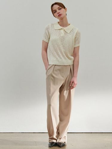 BOUCLE COLLAR KNITWEAR_ BEIGE - camino - Modalova