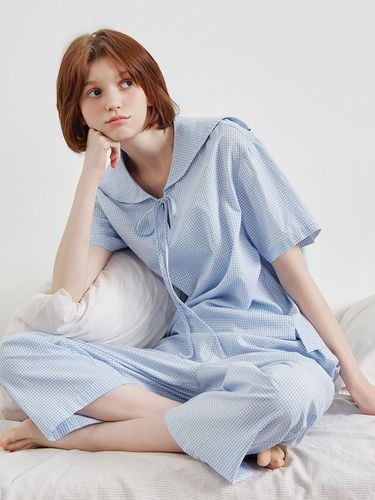 Lucy Sailor Check Women's Pajama Set - KOZNOK - Modalova