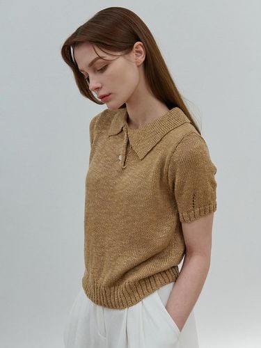 BOUCLE COLLAR KNITWEAR_ BEIGE - camino - Modalova