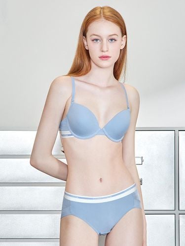 Wide Two-Tone Band Bra Panties Set_Sky Blue - CODESCOMBINE INNERWEAR - Modalova