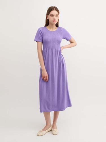 Modal marking half-sleeve long dress - SEKANSKEEN - Modalova