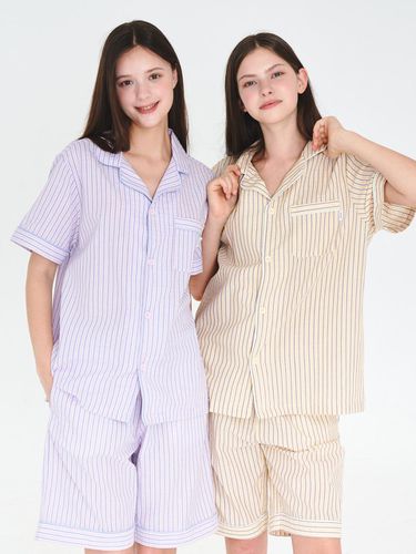 Seersucker Short Sleeve Pajama Set - anybody - Modalova