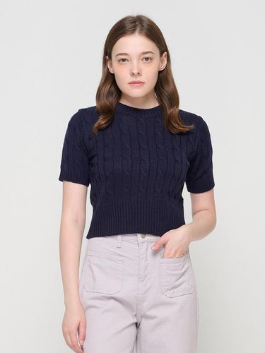 Twisted Cable Short-Sleeved Cropped Knitwear ( - ROIDESROIS - Modalova