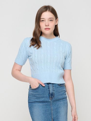 Twisted cable Short-sleeved cropped knitwear (Sky - ROIDESROIS - Modalova