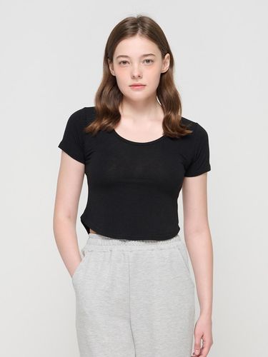 Basic Spandex Round Cropped Short-Sleeved T-Shirt - ROIDESROIS - Modalova