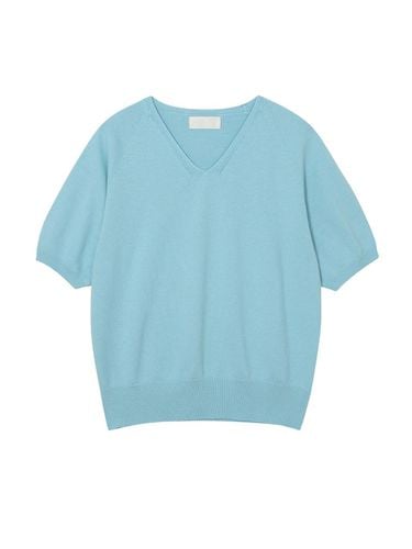 V-neck cotton knit short-sleeved shirt - SEKANSKEEN - Modalova