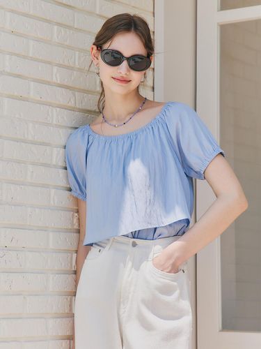 Pretty Shirring Blouse / Blue - ZEROSTREET - Modalova